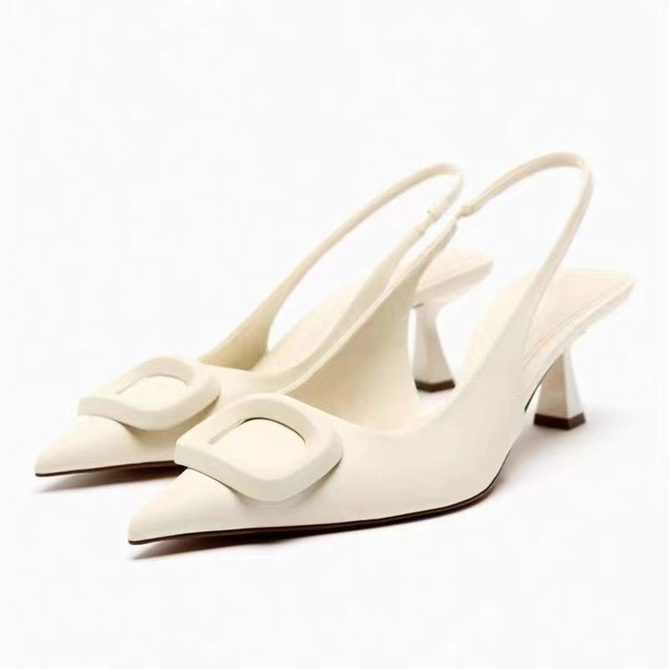 White Pointed Toe High Heeled Sandals