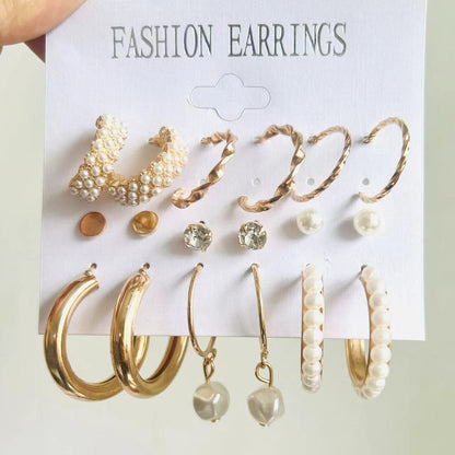 Creative French retro gold earrings set