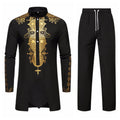 New Men's Ethnic Style  Robe Set  Bronzing Long Sleeve & Pants