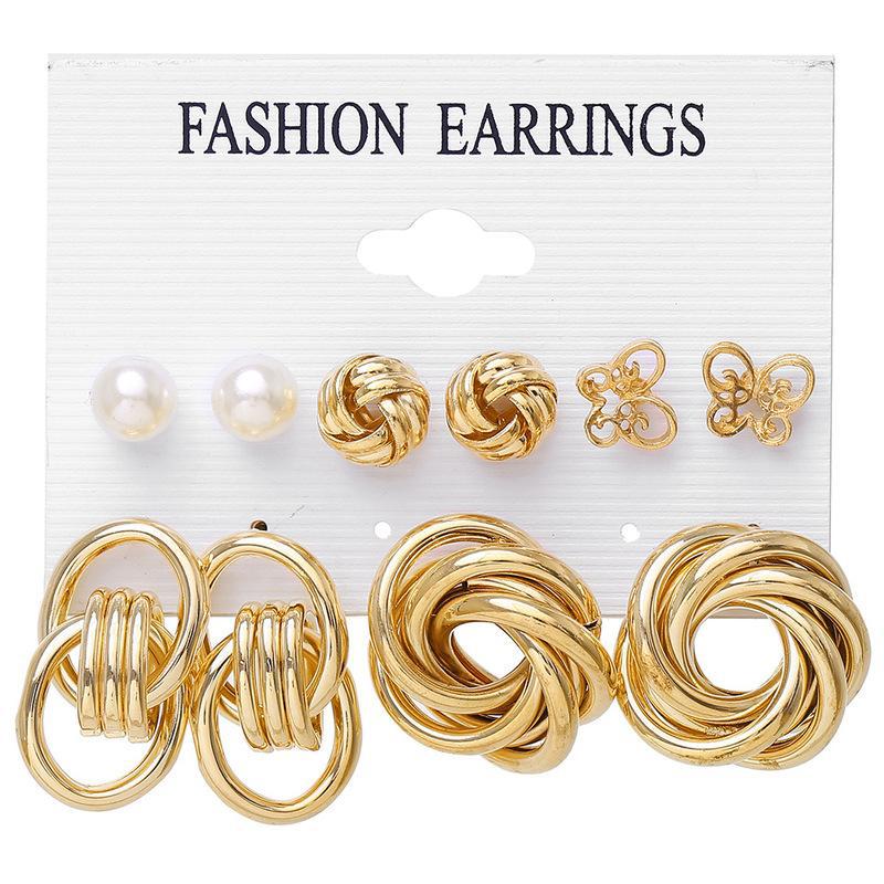 Creative French retro gold earrings set