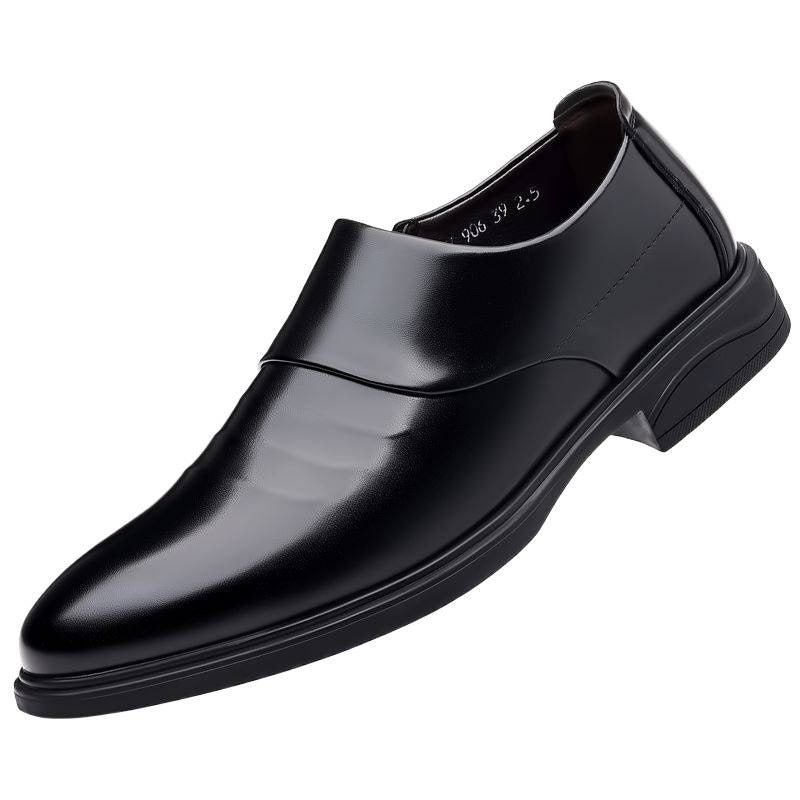 Mens Spring 2026 Leather Business Casual Formal Shoes  British Style Black Dad Shoes