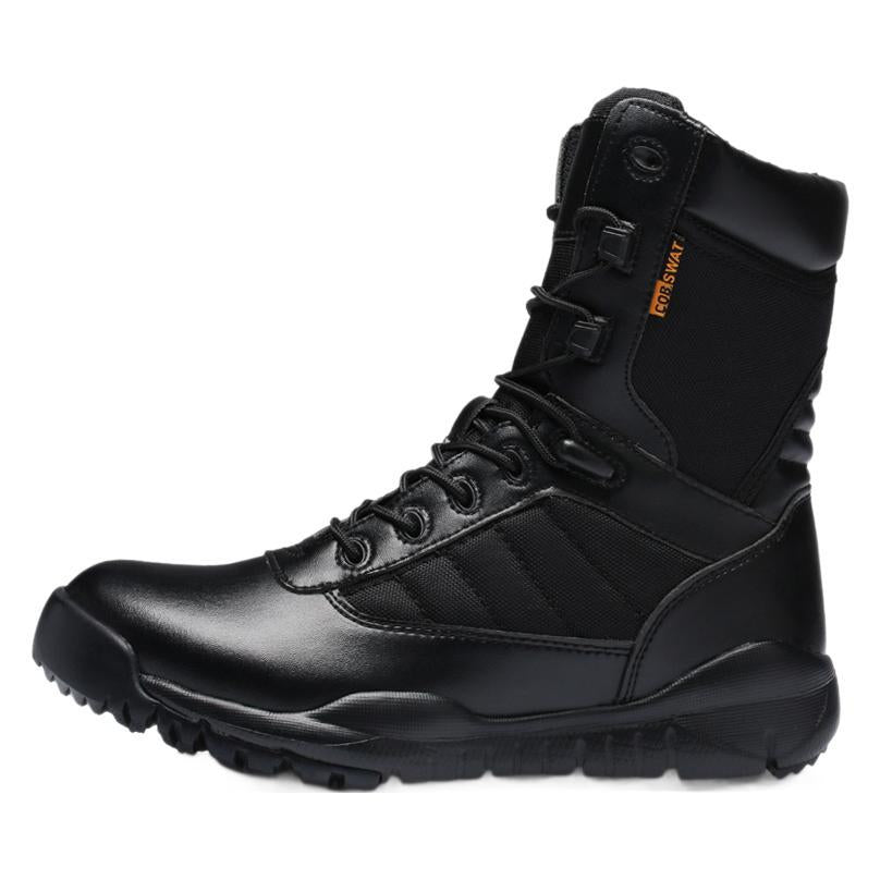 Mens Cross-Border Spring & Summer Leather Outdoor Sports Shoes  Thick-Soled Hiking & Military Style Training Boots