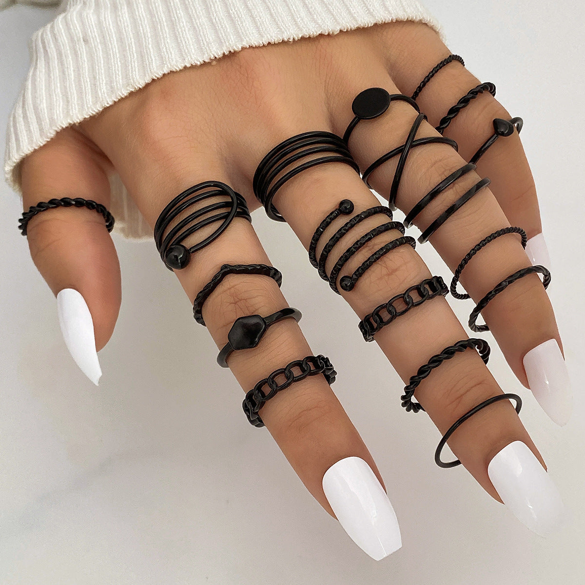 Butterfly ring opening multi-joint ring set 22 pieces love ring female design sense niche