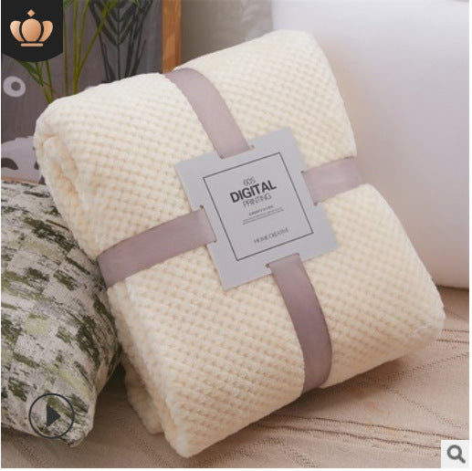 Pineapple Plaid White Thickened Coral Fleece Sofa Blanket