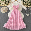 French Pink V-Neck Spaghetti Strap Maxi Dress for Women