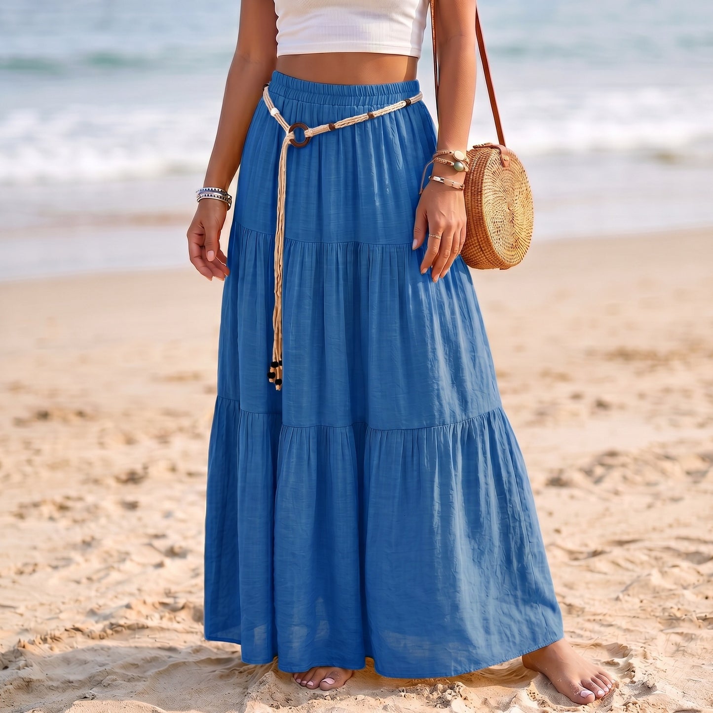 Solid Color Patchwork Layered Cake Skirt