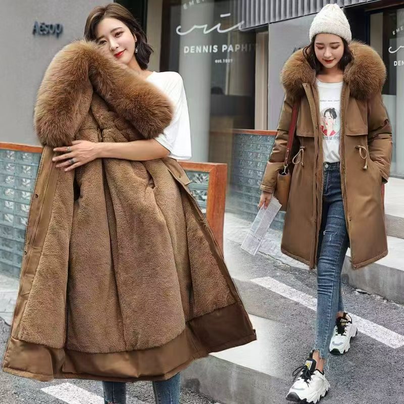 Women's Winter  Slim Fit Faux Fur Parka Jacket