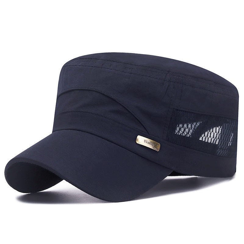 Men’s Breathable Mesh Flat Hat for Summer Outdoor Travel