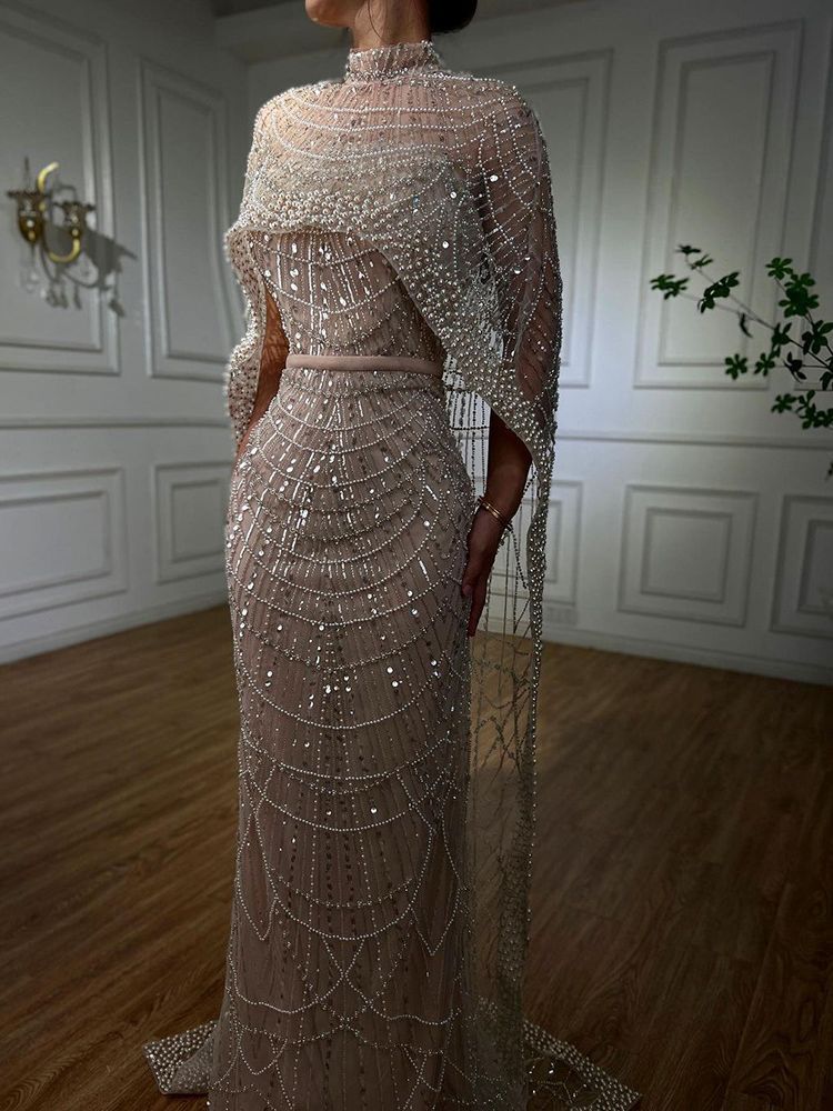 Elegant Dubai Pearl Light Luxury Gown