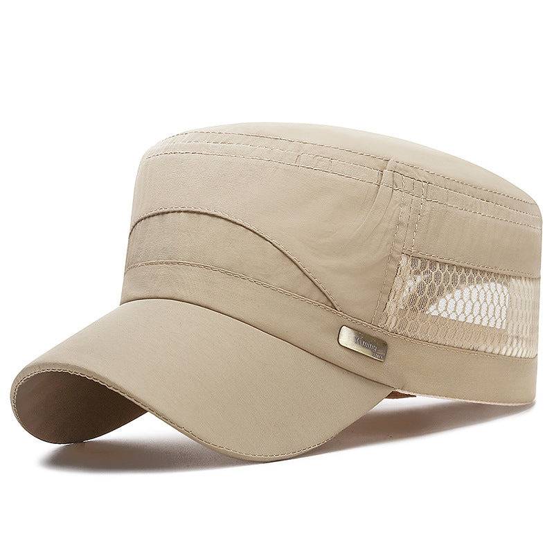 Men’s Breathable Mesh Flat Hat for Summer Outdoor Travel