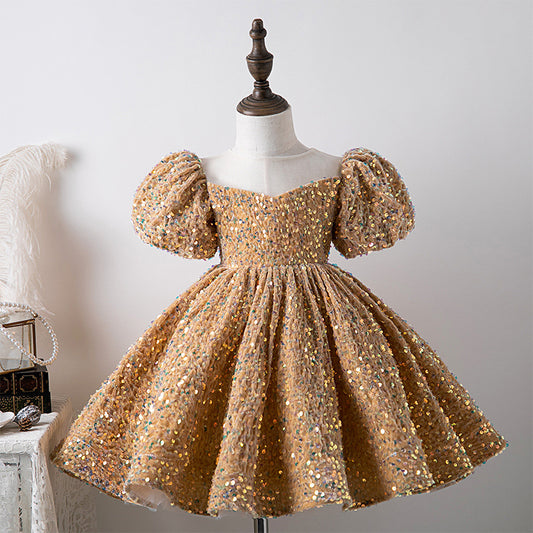 Sparkling Puff Sleeve Princess Dress