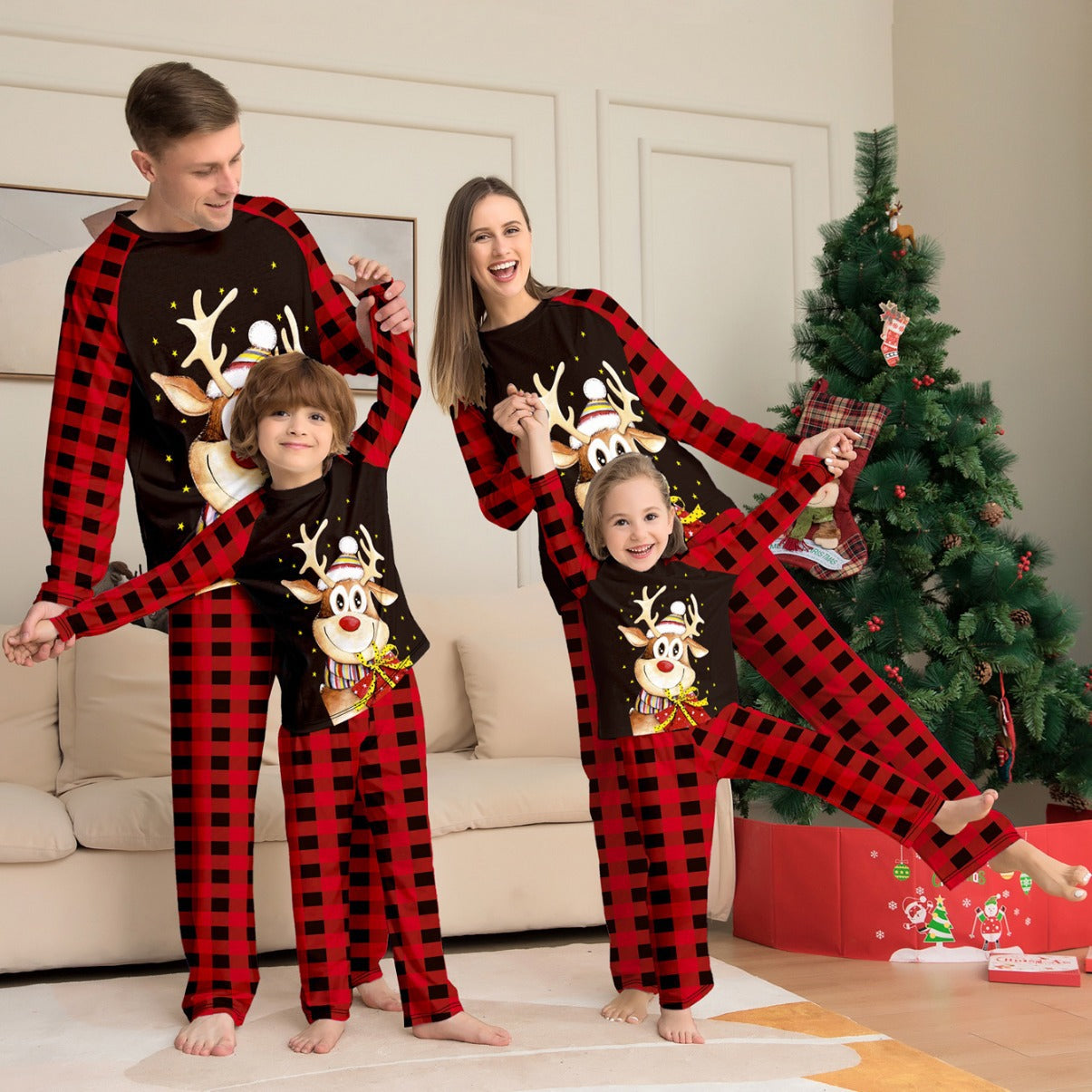 Jolly Fawn Plaid Family Pajama Set