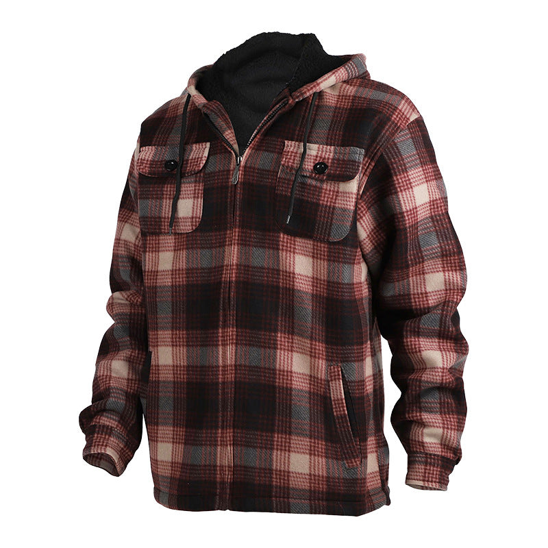 Men's Fleece Plaid Hoodie