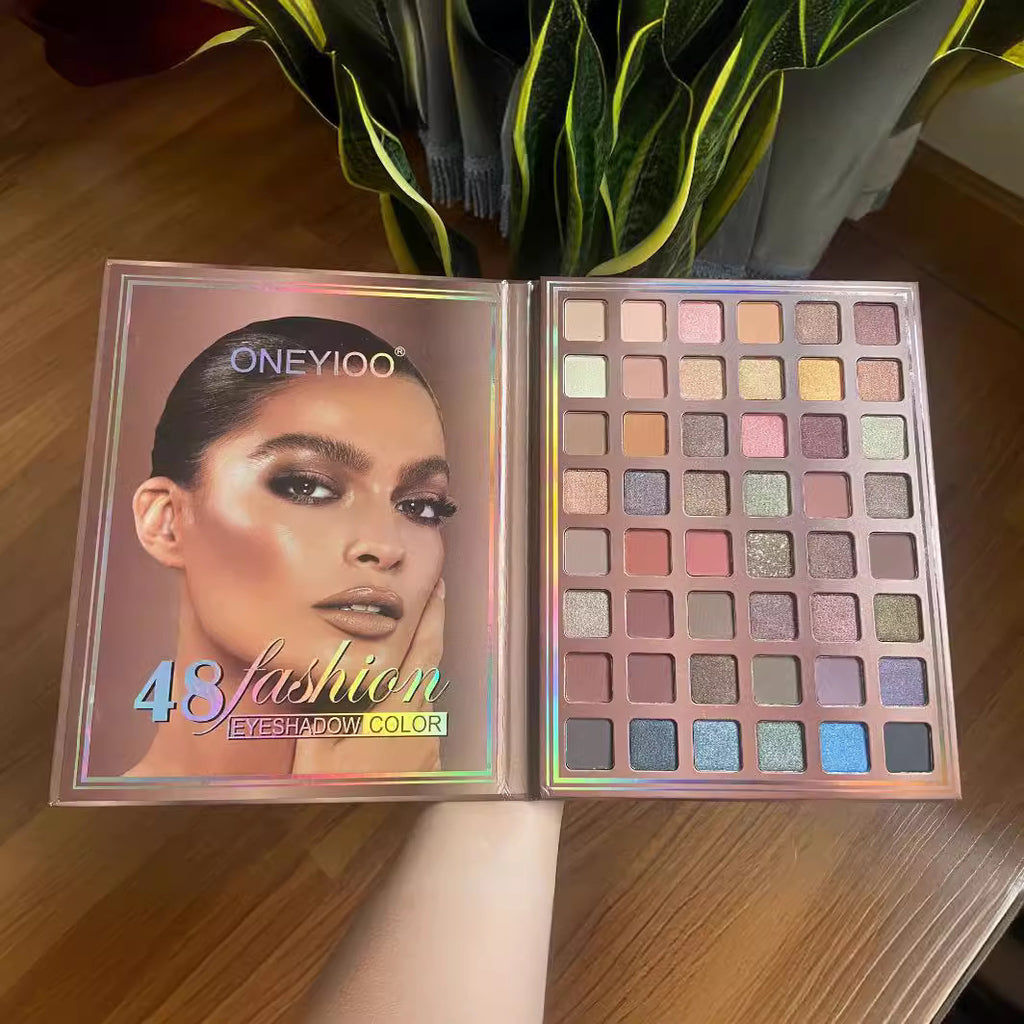 48 colors earth color eye shadow palette: matte pearlescent integrated makeup palette