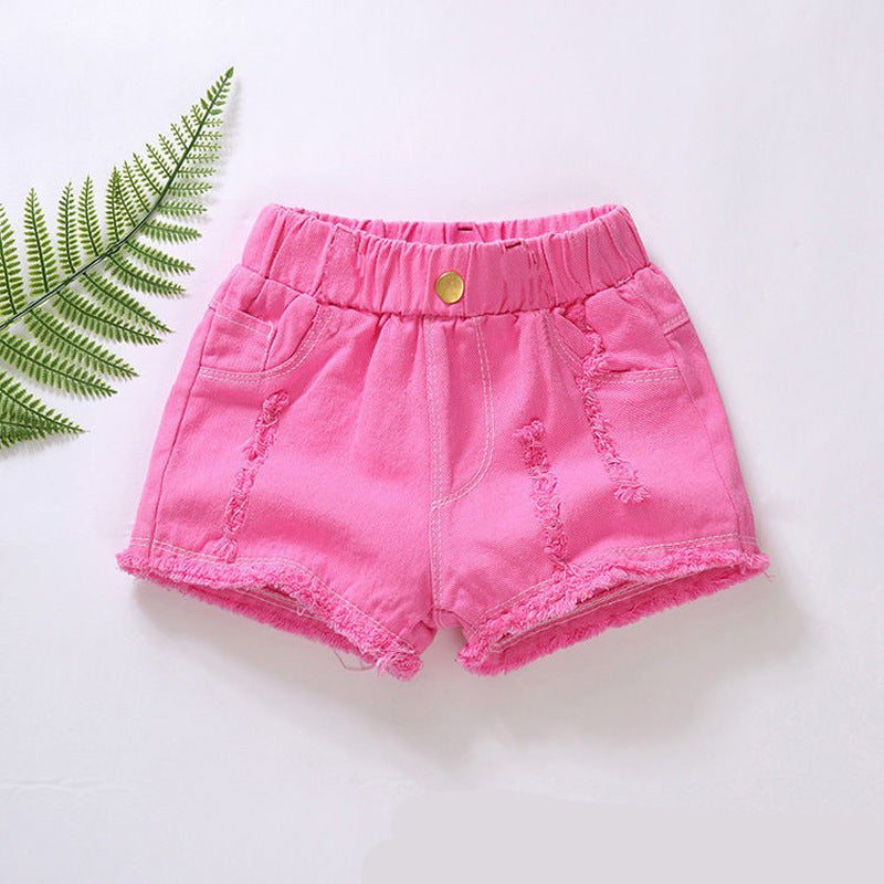 RuffleRise Denim Shorts