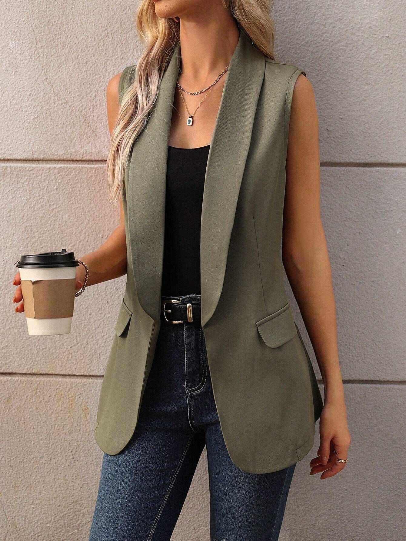 Elegant Sleeveless Lapel Blazer Vest for Women