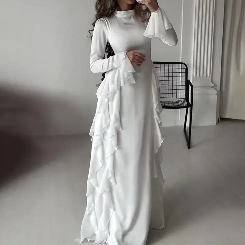 Elegant Autumn Bell Sleeve High-Waisted Dress for Women
