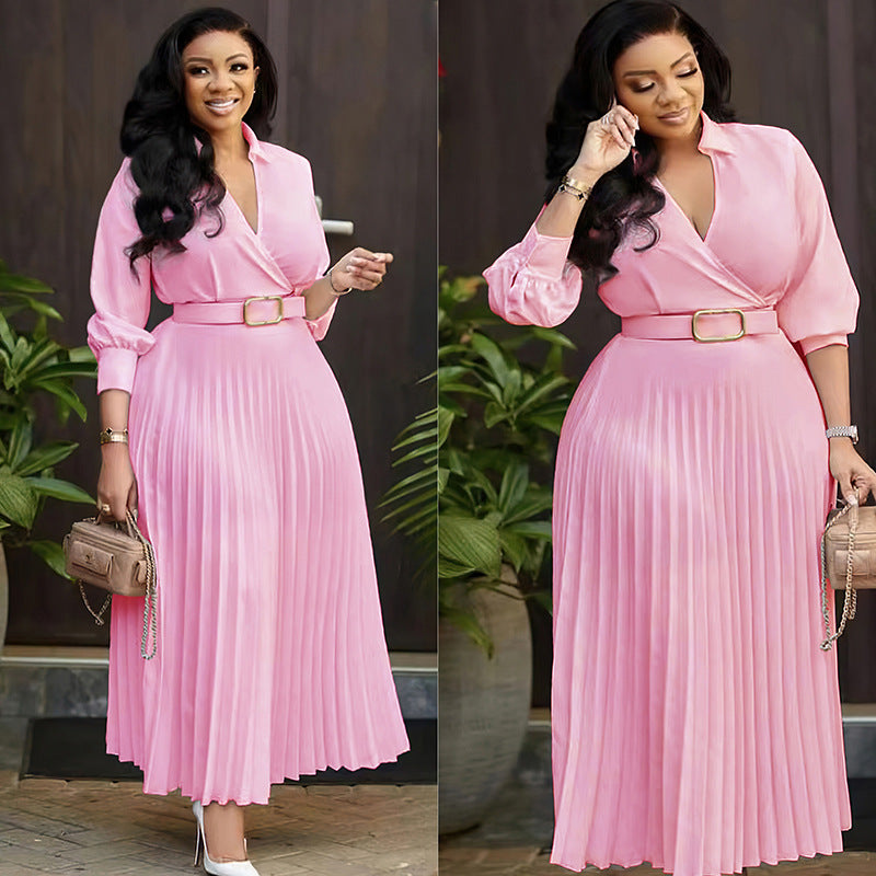 Independent Station Spring New Women's Solid Color Plus Size Dress (On Hand)
