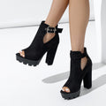 Summer comfort buckle high heeled roman sandals women's shoes