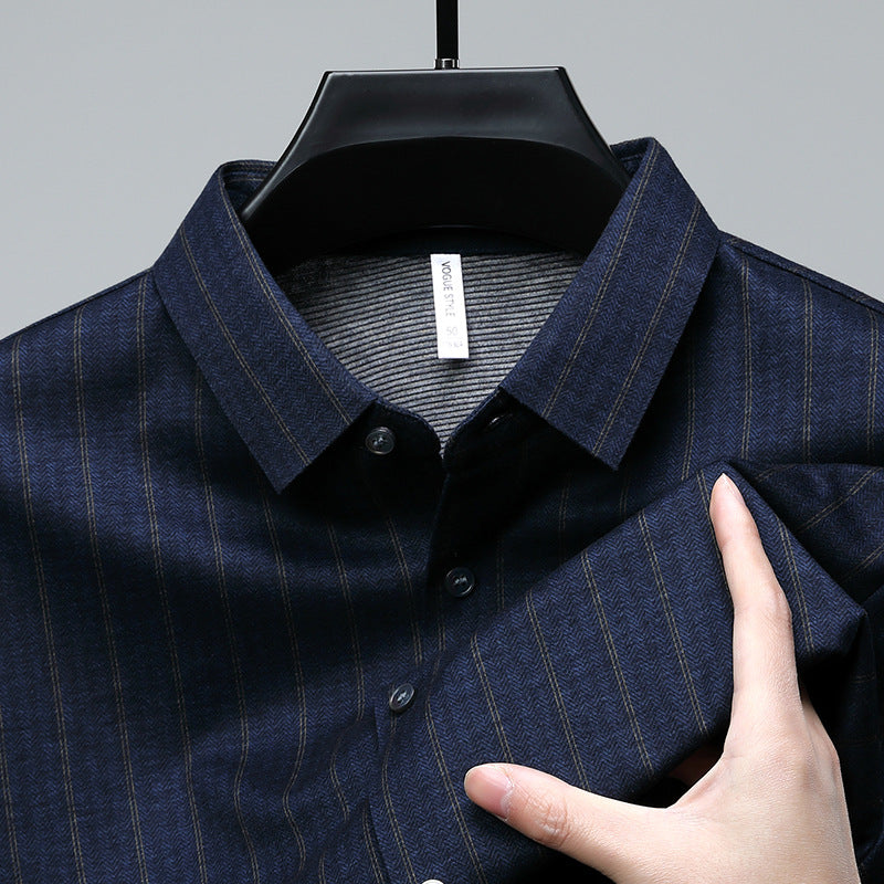 Vertical Stripe Button-Up  Midnight Edition