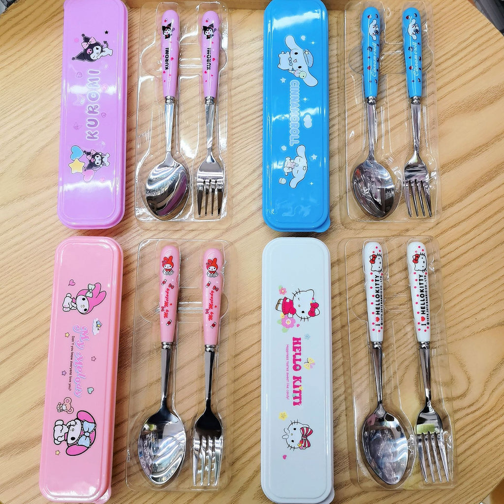Little Bites Travel Cutlery Stainless Steel Fork, Spoon Two-Piece Set