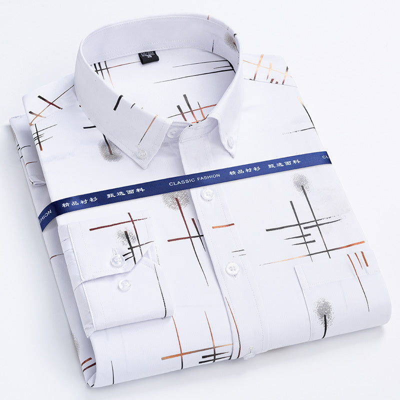 Men's Non-Iron Plaid Shirt  Spring/Autumn Business Casual