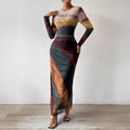 Elegant Contrast Rendered Slim Waist Dress