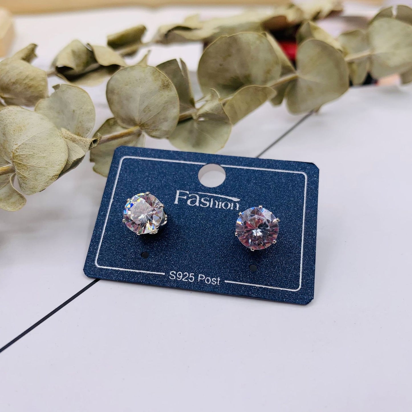 Crystal zircon card set 12 pairs of studs