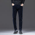 Men’s Corduroy Dad Slacks –  Autumn Loose Straight Striped Fleece Trousers