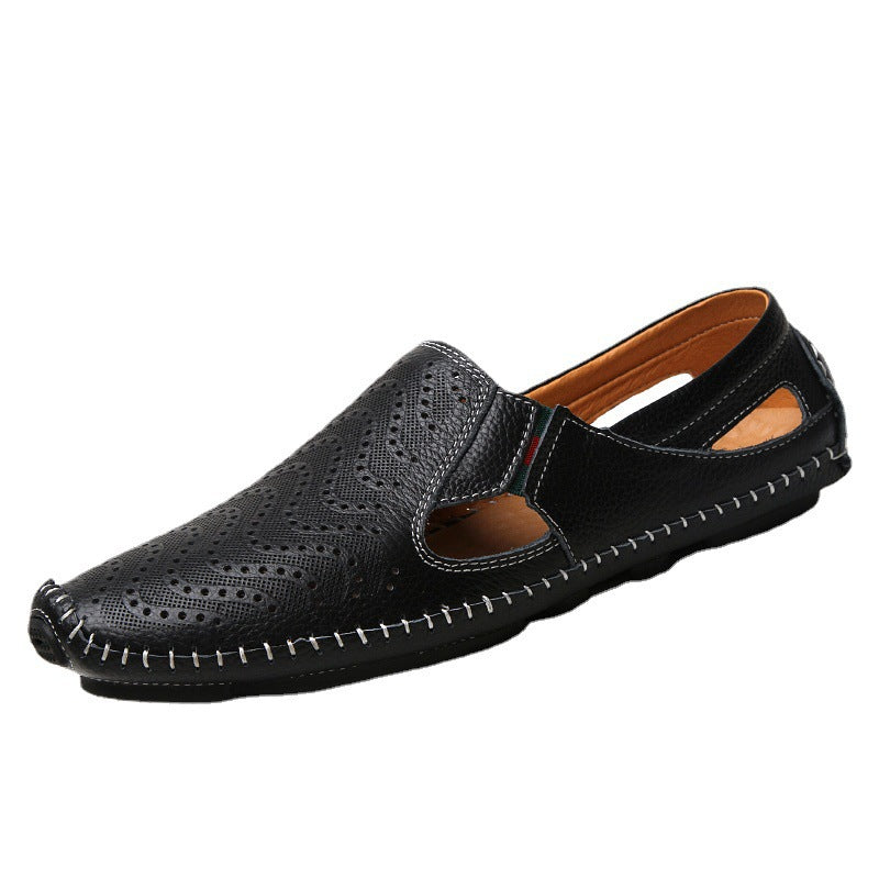 Mens Summer Breathable Toe-Wrapped Sandals  Casual Slip-On Driving Shoes