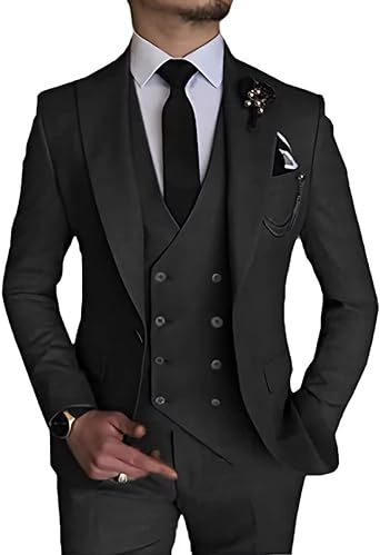 Men's Slim Fit 3-Piece Suit - Formal Wedding, Prom, Banquet Party Suit