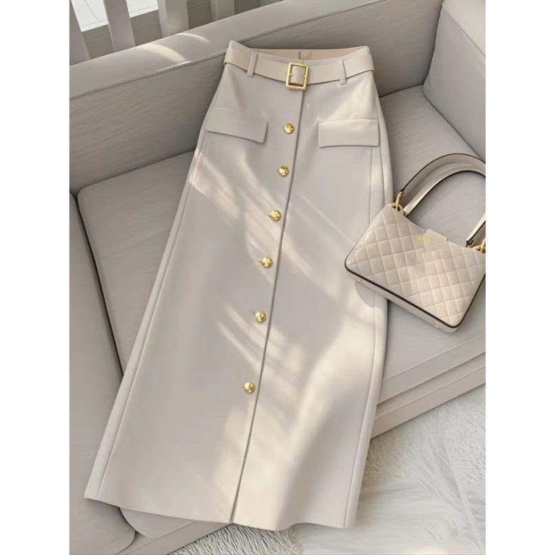Elegant Beige Maxi Skirt