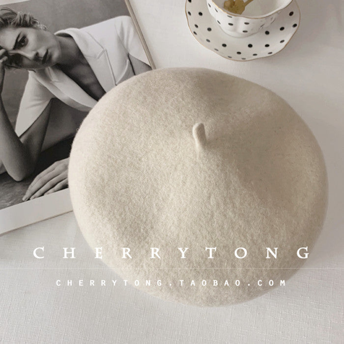 Retro Wool Beret  Cashmere & Wool Women's Hat for Autumn & Winter