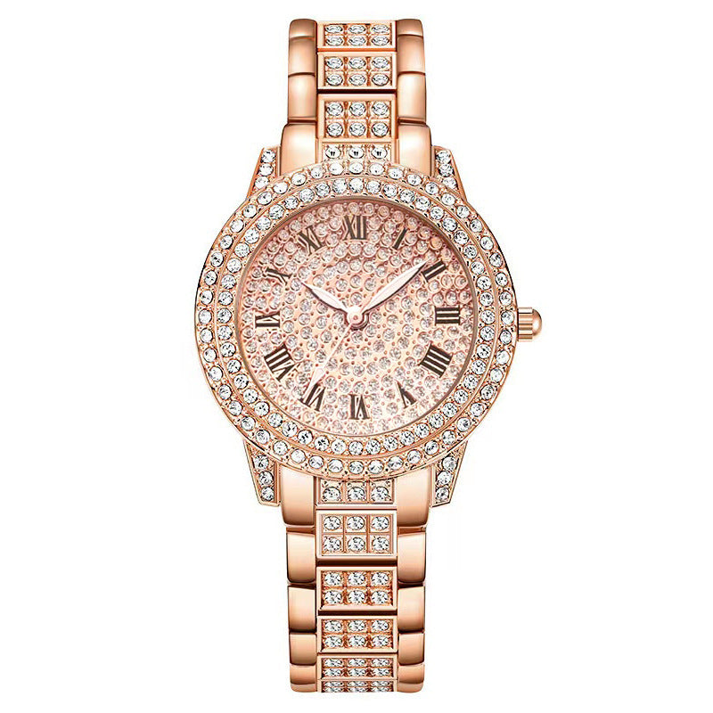 Supply five-piece set diamond Roman quartz watch