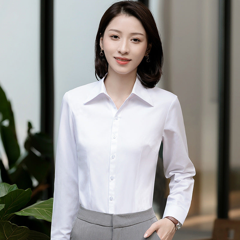 White Shirt Long Sleeve Business Shirt Professional Workwear Shirt Solid Color Slim Fit Business Shirt Women