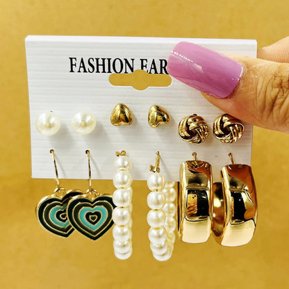 Creative French retro gold earrings set