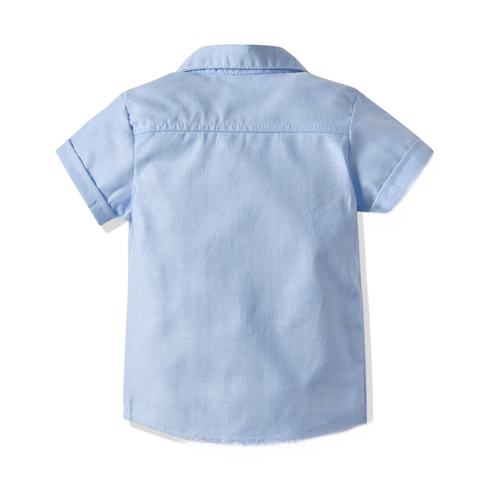 Boys' Summer Cotton Shirt & Bib Pants Set
