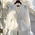 Elegant French-Style V-Neck Long-Sleeve Top