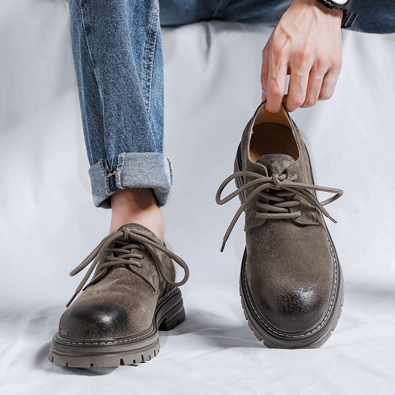 Men's Retro British Style Lace-up Leather Cargo Shoes