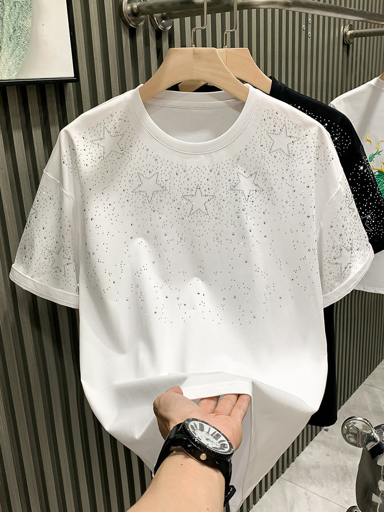 Men’s 2025 Summer Hip-Hop Rhinestone Tee