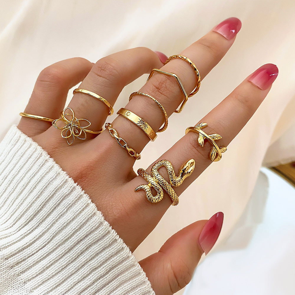 Butterfly ring opening multi-joint ring set 22 pieces love ring female design sense niche