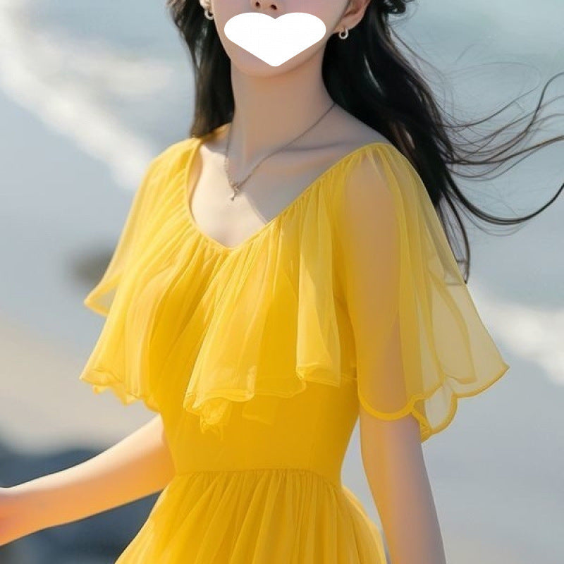 French Yellow Bubble Dress