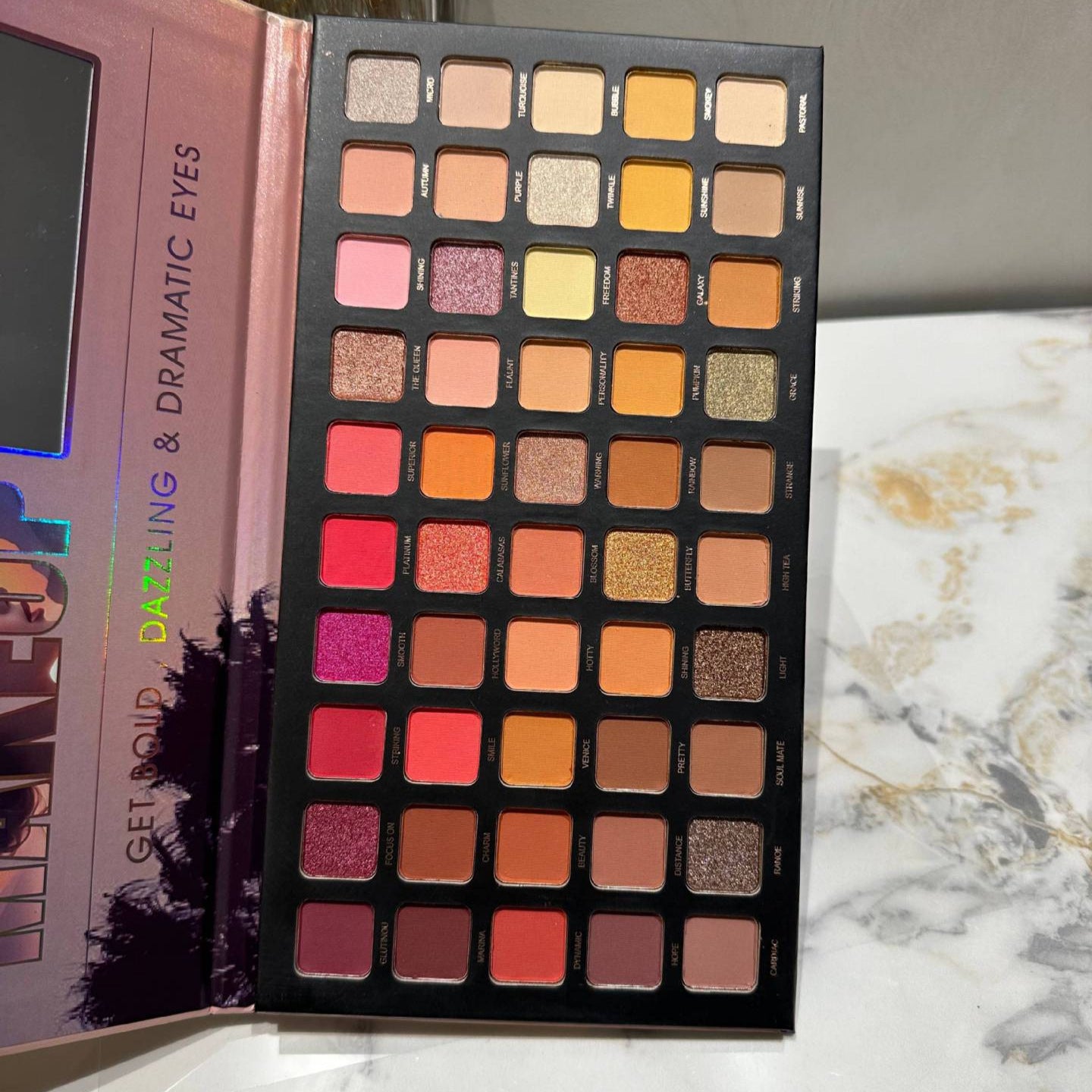 50 colors sunset beauty pattern eye shadow palette: matte pearlescent multi-color makeup palette.