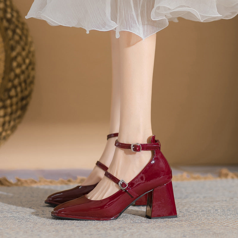 Womens Patent Leather Red Wedding Heels