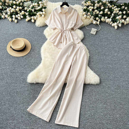 Lace-Up Waist Two-Piece Set