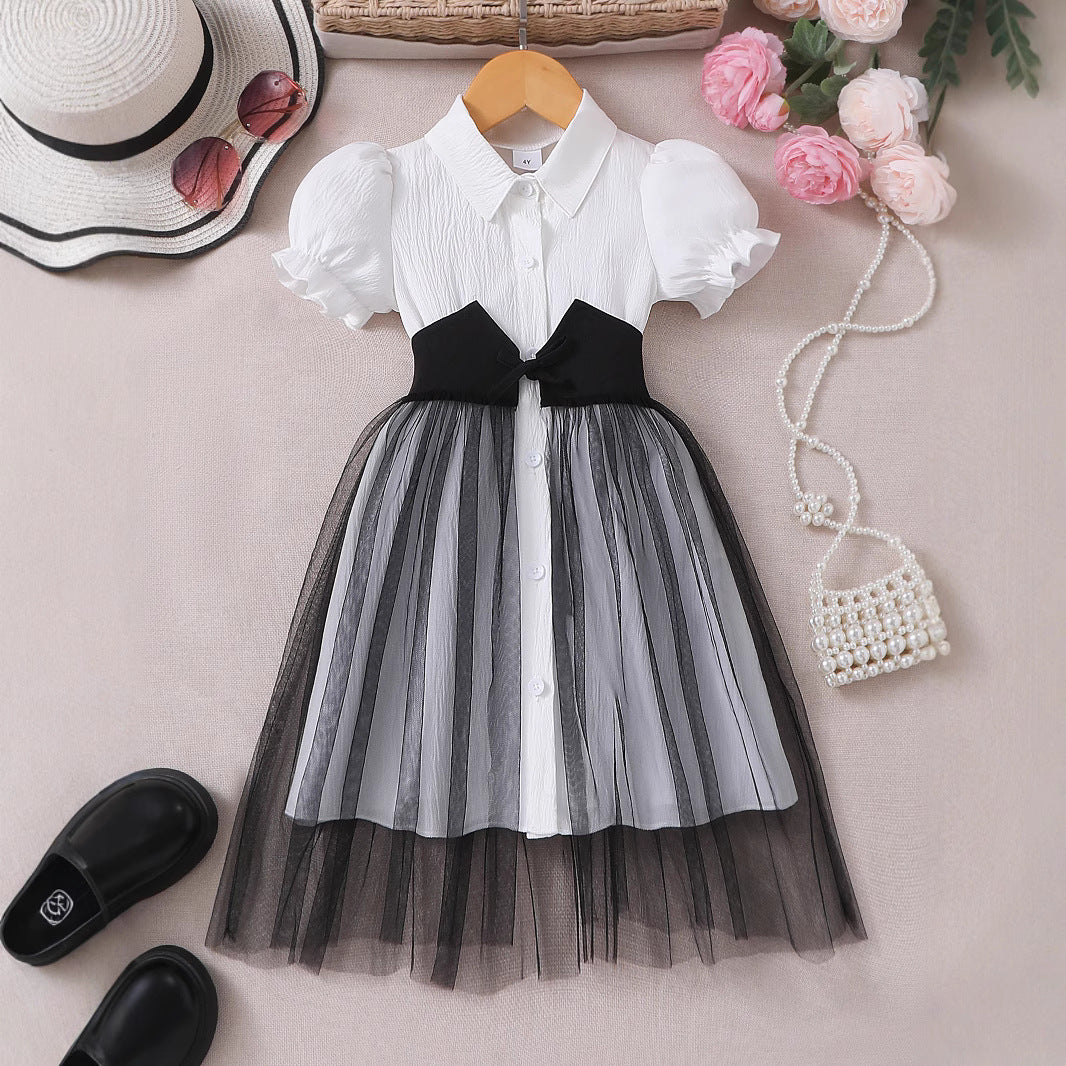 Girls' Puff Sleeve Mesh Dress – For Teens & Kids