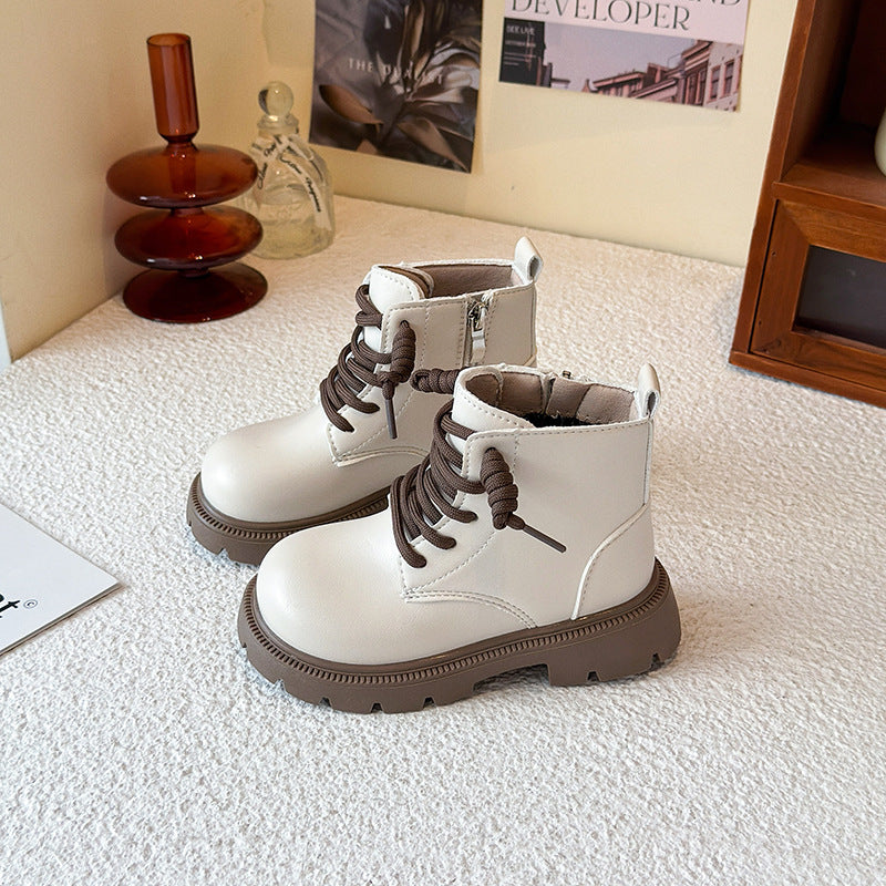 New Girls Martin Boots  British Style Mid-Leg Leather Boots