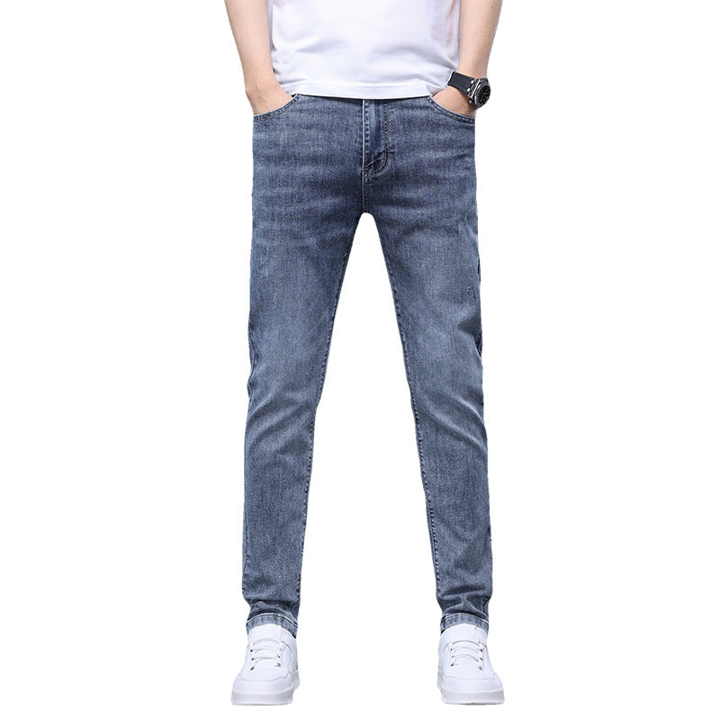 Men’s High-End Washed Slim-Fit Jeans – Spring Trend Straight-Leg Casual Pants