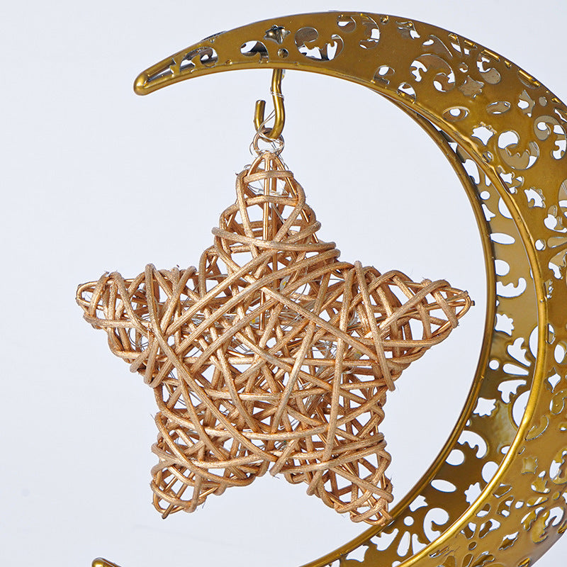 LED Wrought Iron Moon Pendant Lamp