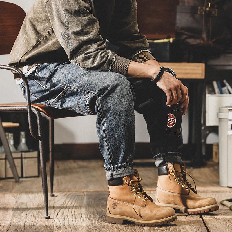 Mens  Retro Cargo Jeans  Loose Straight-Leg Ami Click Style